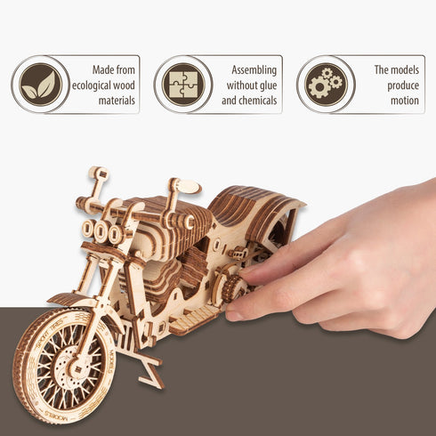 3D Wooden Puzzle, Motorcycle, DIY Model Kit